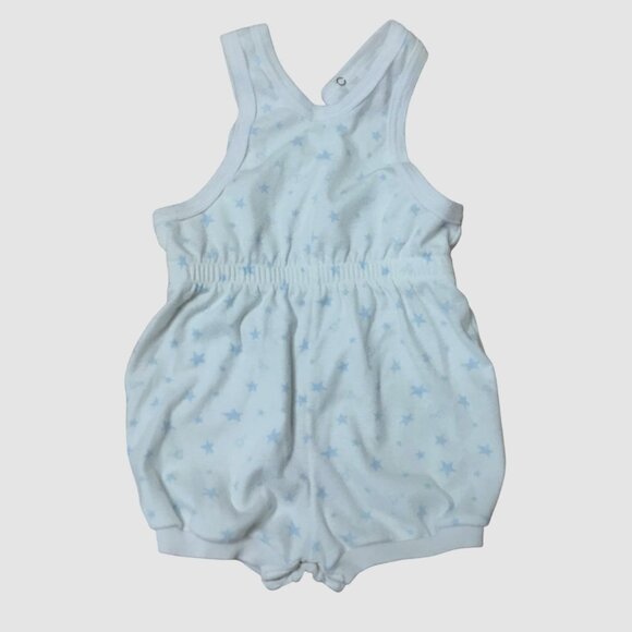 BABY DIOR Vintage Baby Romper 24M White Blue Star Overalls USA 27–30 lbs VBC - Picture 3 of 5